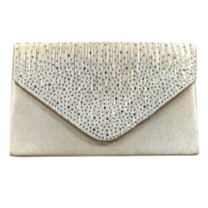 Ladies Frosted Satin & Sparkling Evening Clutch Purse Crossbody Handbag